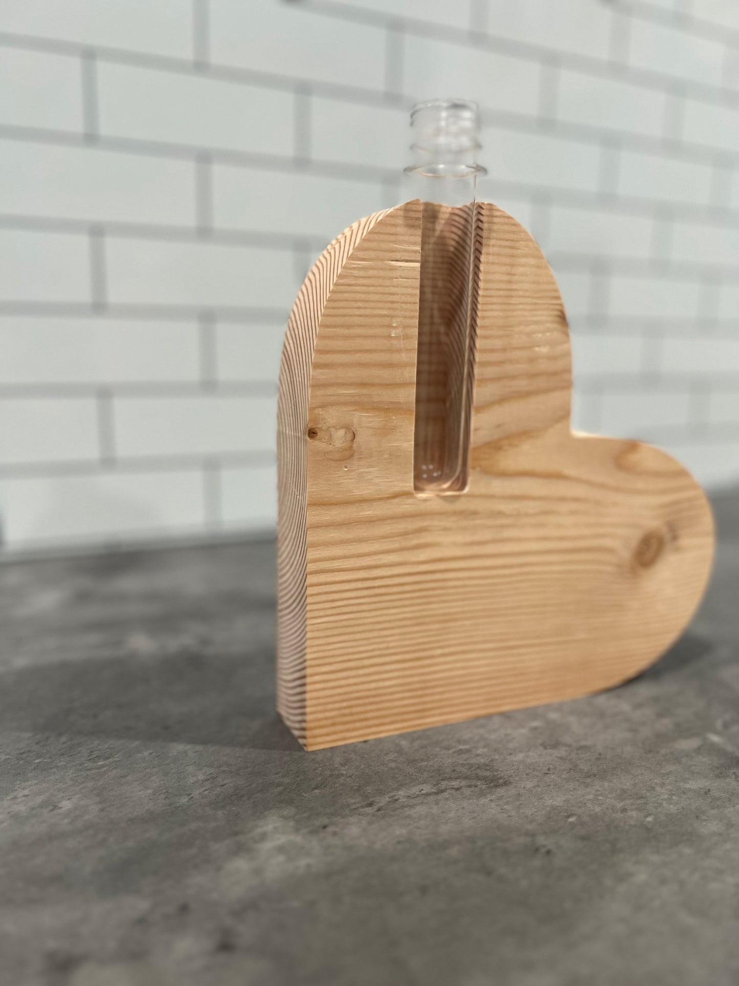 Self standing Wooden Heart with 1” Vase